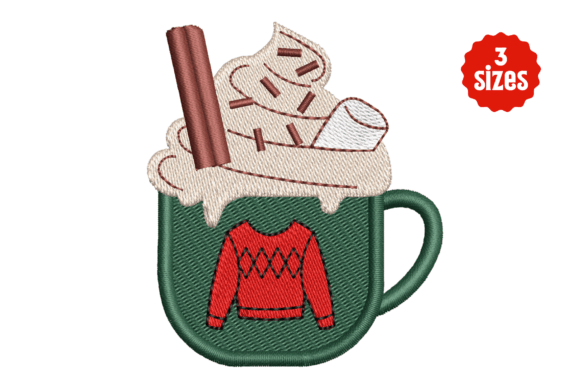 Christmas Sweater Hot Chocolate Mug Embroidery