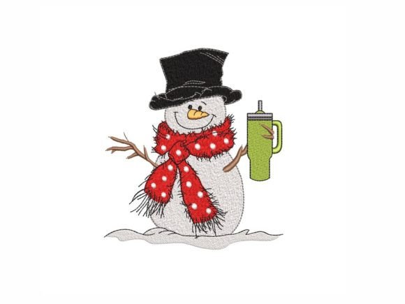Cute Snowman with Cup Embroidery Review