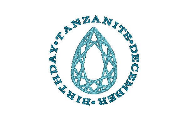 Tanzanite Faceted Pear December Birthday Embroidery